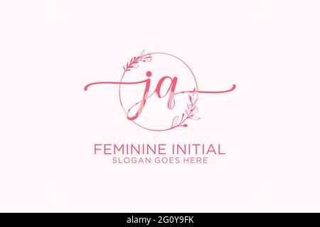 JQ beauté monogramme et élégant logo design écriture logo de la signature initiale, mariage, mode, floral et botanique avec modèle créatif. Illustration de Vecteur