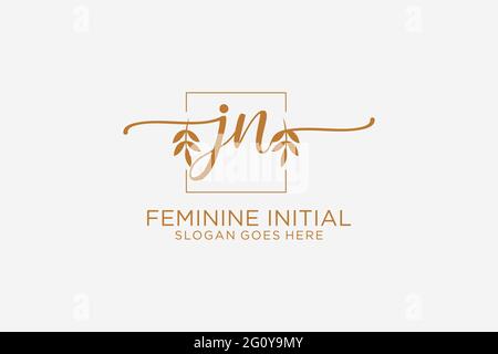 JN beauté monogramme et élégant logo design écriture logo de la signature initiale, mariage, mode, floral et botanique avec modèle créatif. Illustration de Vecteur
