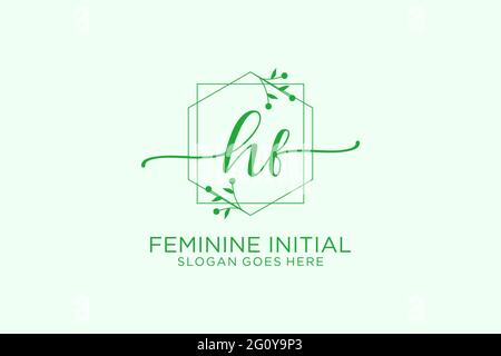 HF beauté monogramme et élégant logo design écriture logo de la signature initiale, mariage, mode, floral et botanique avec modèle créatif. Illustration de Vecteur