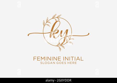 KY beauté monogramme et élégant logo design écriture logo de la signature initiale, mariage, mode, floral et botanique avec modèle créatif. Illustration de Vecteur
