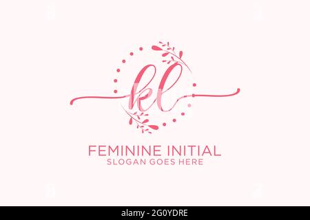 KL beauté monogramme et élégant logo design écriture logo de la signature initiale, mariage, mode, floral et botanique avec modèle créatif. Illustration de Vecteur