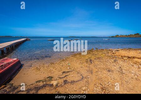 Panorama de Laguna dello Stagnone, Marsala, Trapani, Sicile, Italie, Europe Banque D'Images