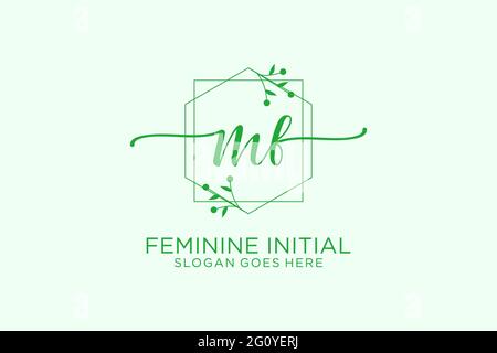 Monogramme de beauté MF et logo élégant logo écrit logo de la signature initiale, mariage, mode, floral et botanique avec modèle créatif. Illustration de Vecteur