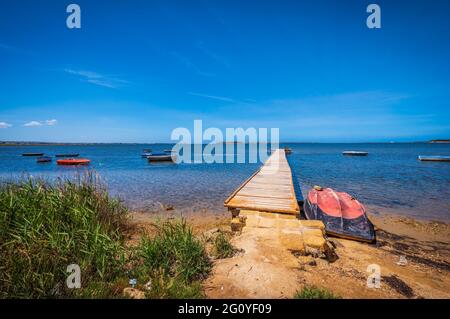 Panorama de Laguna dello Stagnone, Marsala, Trapani, Sicile, Italie, Europe Banque D'Images