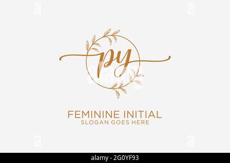 PY beauté monogramme et élégant logo design écriture logo de la signature initiale, mariage, mode, floral et botanique avec modèle créatif. Illustration de Vecteur