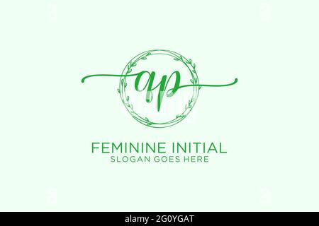 QP beauté monogramme et élégant logo design écriture logo de la signature initiale, mariage, mode, floral et botanique avec modèle créatif. Illustration de Vecteur