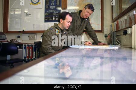 202 Escadron RAF Lossiemouth Moray Écosse.RAF sauvetage Sea King exercice de sauvetage en hélicoptère 1989 Banque D'Images