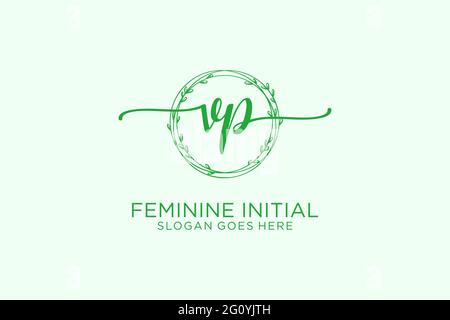 VP beauté monogramme et élégant logo design écriture logo de la signature initiale, mariage, mode, floral et botanique avec modèle créatif. Illustration de Vecteur