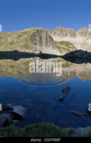 FRANCE, HAUTES-ALPES, 05, PARC NATIONAL DES ECRINS, VALLÉE DE VALGAUDEMAR, LAC CEBEYRAS Banque D'Images