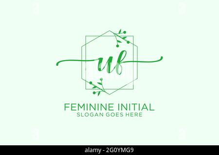 UF beauté monogramme et élégant logo design écriture logo de la signature initiale, mariage, mode, floral et botanique avec modèle créatif. Illustration de Vecteur