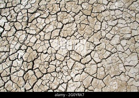 Motif de fissures dans l'argile séchée dans un estuaire Banque D'Images