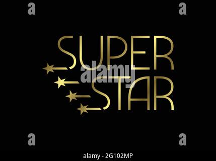 Symbole du logo Golden Super Star Text. Illustration de Vecteur