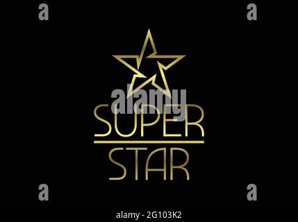 Symbole du logo Golden Super Star Text. Illustration de Vecteur