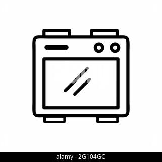 cuisinière ou four de cuisson en noir et blanc vecteur isolé pour signe, logo, applications ou site Web Illustration de Vecteur