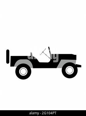 Vieille voiture de guerre américaine offroad. willy jeep Illustration de Vecteur