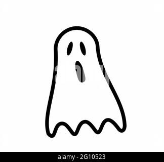 Ghost, Phantom, ghoul ou apparition hunting halloween ligne art vecteur icône, signe ou logo pour les applications et les sites Web de vacances Illustration de Vecteur