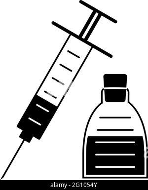 icône plate de seringue d'injection ou signe avec un flacon pour applications médicales ou sites web Illustration de Vecteur