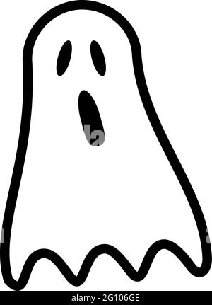 Ghost, Phantom, ghoul ou apparition hunting halloween ligne art vecteur icône, signe ou logo pour les applications et les sites Web de vacances Illustration de Vecteur