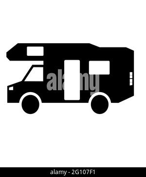 Illustration du vecteur mobilhome en noir sur une toile blanche utilisable comme logo. Symbole Mobil home simpliste. Illustration de Vecteur