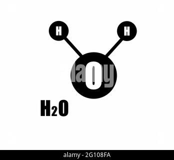 Water H2O Molecule, un composé chimique en noir et blanc vecteur isolé pour logo, signe, apps ou site Web Illustration de Vecteur