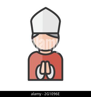 Avatar de l'évêque. Les Religionistes. Icône de l'église catholique. Utilisateur du profil, personne. Illustration vectorielle isolée Illustration de Vecteur
