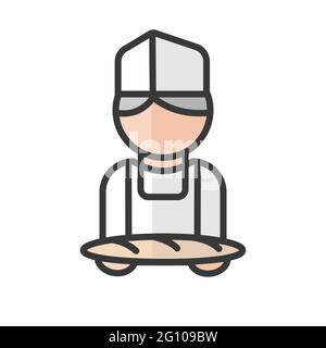 Avatar boulanger masculin. Homme travaillant dans une boulangerie. Utilisateur du profil, personne. Icône Contacts. Illustration vectorielle isolée Illustration de Vecteur