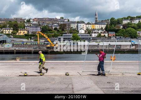 Cork, Irlande. 4 juin 2021. Les employés du port de Cork ont aujourd'hui clôturé les quais Albert et Kennedy afin d'empêcher les gens de se rassembler pour boire de l'alcool pendant le week-end des fêtes de juin. Crédit : AG News/Alay Live News Banque D'Images