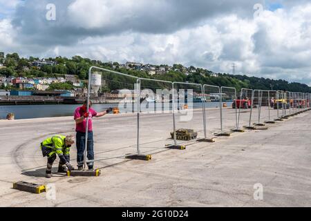 Cork, Irlande. 4 juin 2021. Les employés du port de Cork ont aujourd'hui clôturé les quais Albert et Kennedy afin d'empêcher les gens de se rassembler pour boire de l'alcool pendant le week-end des fêtes de juin. Crédit : AG News/Alay Live News Banque D'Images