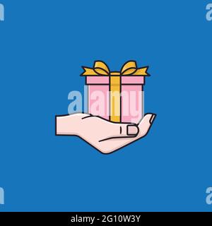 Main tenant une illustration vectorielle de boîte cadeau pour faire UNE journée cadeau le 3 décembre Illustration de Vecteur