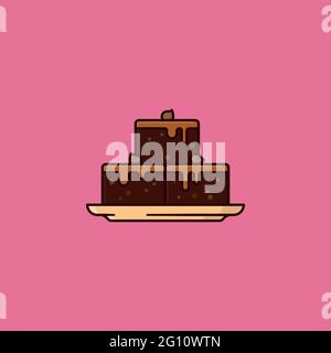 Une pile de gâteau au caramel Brownie sur une illustration vectorielle du plateau pour le Brownie Day du 8 décembre Illustration de Vecteur