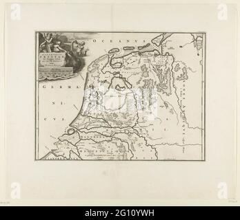 Carte historique des pays-Bas avec les régions de la Batava et des Frison; Descriptio Frisiae Sub Francorum Reditum. Carte de la région où vivaient les Frisons. Partie des 16 cartes du pays et des frison fabriquées avant et incluses dans M. Atting, Descriptio Ant. Agri Batavi et Frisii, art. Notitia germe. Infer., 2 parties, 1697-1700. Réutilisée à F. Halma, stade des pays-Bas et paysages dépendants, dictionnaire général historique, généalogique, géographique et politique, 2 parties, 1725. Selon l'inscription placée dans: Partie I, p. 114. Banque D'Images