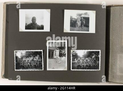 Prisonniers de guerre anglais. Album feuille avec cinq photos. Quatre photos concernent des prisonniers de guerre de soldats de colonies britanniques, juin 1940. La cinquième photo est un bâtiment détruit, qui fait partie de l'album photo de la Wehrmacht 1938-1941. Banque D'Images