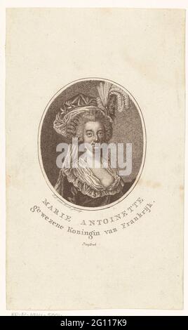 Portrait de Marie Antoinette Reine de France; Marie Antoinette Nexed Reine de France. Buste de Marie-Antoinette à la mode. Probablement dépeint en l'an 1793 quand elle était l'ancienne reine de France comme la légende indique. Banque D'Images