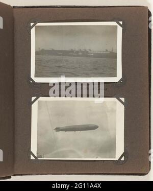 Port et tombe Zeppelin. Feuille d'album avec deux photos. Au-dessus d'une face sur un port sur le Maas, sous le Zeppelin 'Graf Zeppelin' pendant le vol au-dessus de Rotterdam le 13 octobre 1929. Banque D'Images