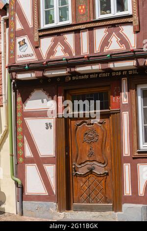 Ville médiévale de Bacharach, ville de maisons à colombages, vallée du Haut-Rhin moyen, patrimoine mondial de l'UNESCO, Rhénanie-Palatinat, Allemagne Banque D'Images