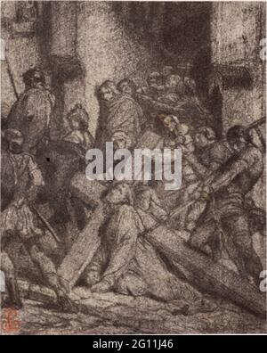 Production photo de dessin par Paul Delaroche: Le Christ ayant sa Croix. Banque D'Images