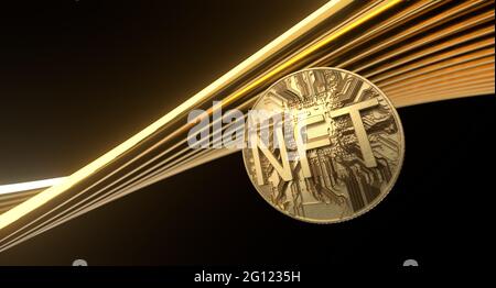 Le jeton non fongible NFT peut être utilisé pour modifier des créations numériques, telles que des œuvres d'art numériques, des éléments de jeux vidéo et des fichiers musicaux. Banque D'Images