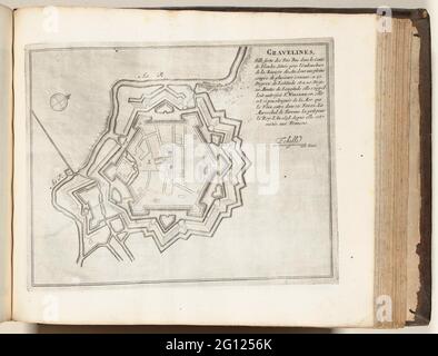 Carte Gravelines, env. 1693-1696; Gravelines, ville forte des Pais Bas dans le Comté de Flandre (...); les Forces de l'Europe, ou Description des Principales belles, avec leurs fortifications: Dessignées par LES MEILLEURS ingénieurs, parti privé celles (...) De la France, ne les plans DEVEÉ LEVEZ par M. DE VAUBAN. Carte des renforts à la ville flamande de Gravelines (Grevelingen). Partie de la septième partie (1696) de la photo dans laquelle les faisceaux sont les huit parties des Forces de l'Europe émises entre 1693 et 1697. L'imprimerie se compose de 175 plaques avec plans (de Sébastien le P Banque D'Images