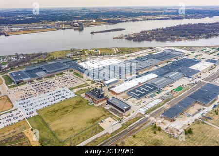 John Deere Harvester Works and Visor Centre, East Moline, Illinois Banque D'Images