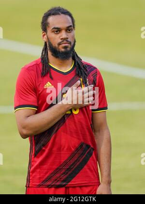 BRUXELLES, BELGIQUE - JUIN 3 : Jason Denayer de Belgique lors du match international amical entre la Belgique et la Grèce au stade du Roi Baudouin en juin Banque D'Images