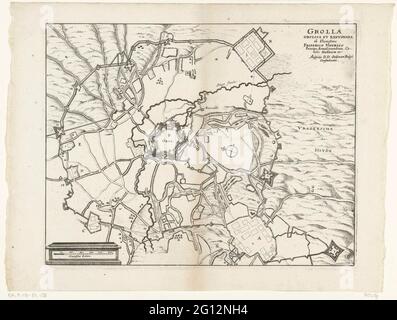 Siège de Grol, 1627; Grolla Obsessa et Expuga AB Illustrissimo Friderico Henrico principe Ausionensium. Comité Nassauae etc: Auspisys D.D. Ordinum Belgii Confoiterati. Carte du siège de Groenlo, 1627. Centre de la ville de Groenlo, autour de lui les quartiers des troupes de scellement. Banque D'Images