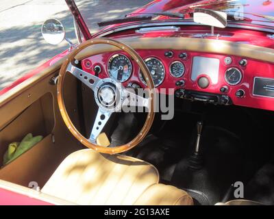 voiture sport classique cabriolet rouge vintage Banque D'Images