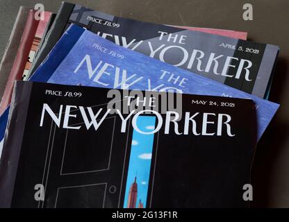 Copies du magazine hebdomadaire The New Yorker publié par Conde Nast. Banque D'Images