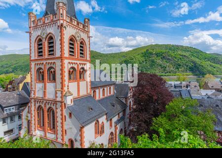 Église Saint-Pierre de Bacharach, Vallée du Haut-Rhin moyen, Patrimoine mondial de l'UNESCO, Rhénanie-Palatinat, Allemagne Banque D'Images