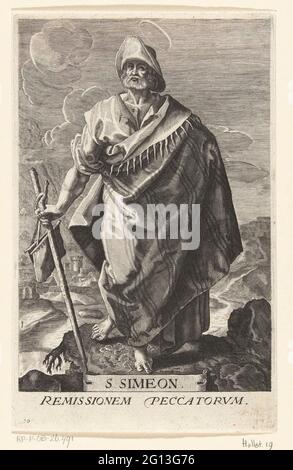 L'apôtre Simon Zelotes; S. Simeon; Christ et douze apôtres. Sous la performance de l'Apôtre Simon Zelotes, une règle latine est de la foi apostolique. Banque D'Images