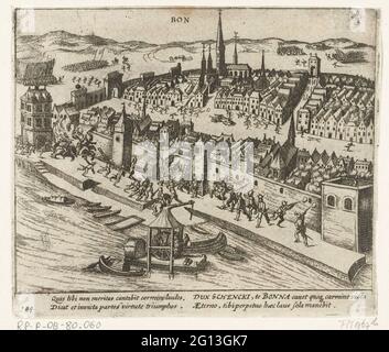 Bonn gagné par Schenck pour Truchsess, 1587. Bonn par Schenck gagné pour Truchsess, 23 décembre 1587. Épisode de la guerre de Keulse. Avec légende de 4 lignes en latin. Numéro 194. Non imprimé au dos. Banque D'Images