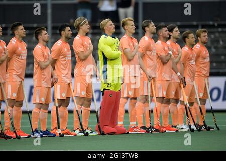 Amstelveen, pays-Bas. 04e juin 2021. L'équipe des pays-Bas lors du match des championnats de hockey Euro entre Nederland et Frankrijk au Wagener Stadion le 4 juin 2021 à Amstelveen, pays-Bas (photo de Gerrit van Keulen/Orange Pictures) Credit: Orange pics BV/Alay Live News Banque D'Images