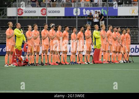 Amstelveen, pays-Bas. 04e juin 2021. L'équipe des pays-Bas lors du match des championnats de hockey Euro entre Nederland et Frankrijk au Wagener Stadion le 4 juin 2021 à Amstelveen, pays-Bas (photo de Gerrit van Keulen/Orange Pictures) Credit: Orange pics BV/Alay Live News Banque D'Images