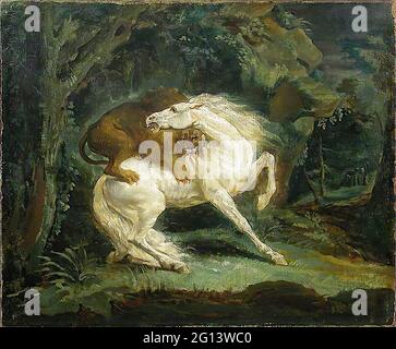 Théodore Géricault - le cheval attaque le Lion Banque D'Images