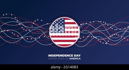 Joyeux jour de l'indépendance pour l'État-Unis d'Amérique avec fond abstrait rouge et bleu et drapeau de l'emblème américain. Bon modèle pour U.S.A Independenc Illustration de Vecteur